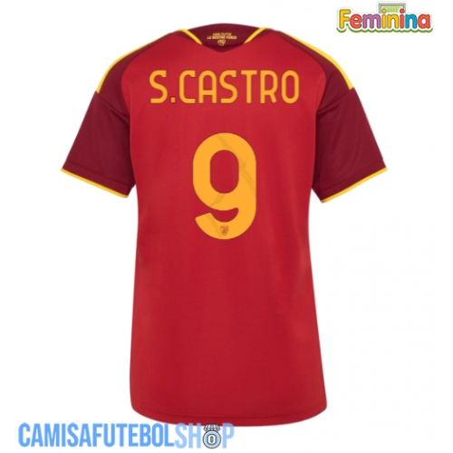 Camisa de time de futebol AS Roma Santiago Castro #9 Replicas 1º Equipamento Feminina 2026-27 Manga Curta